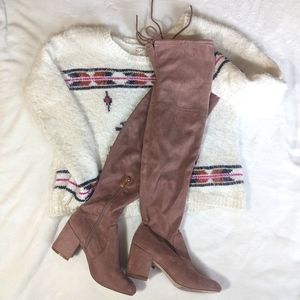 Rose Gold/pink over the knee boots sz 7.5